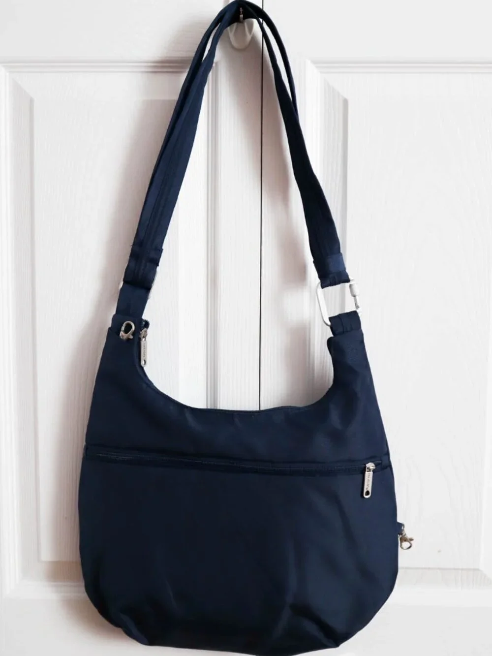 Travelon Anti-Theft Pleated Hobo Crossbody Bag Purse Travel Navy Blue